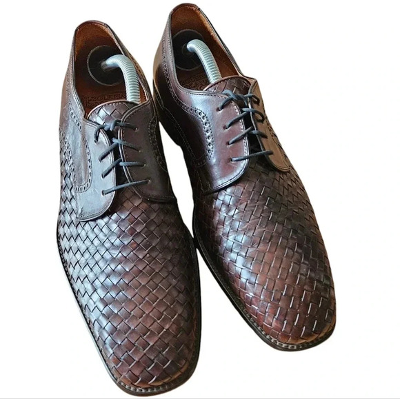 Calzoleria Toscana Men's Hand Craft Leather  Woven Shoes Brown Size 8. - Picture 6 of 16